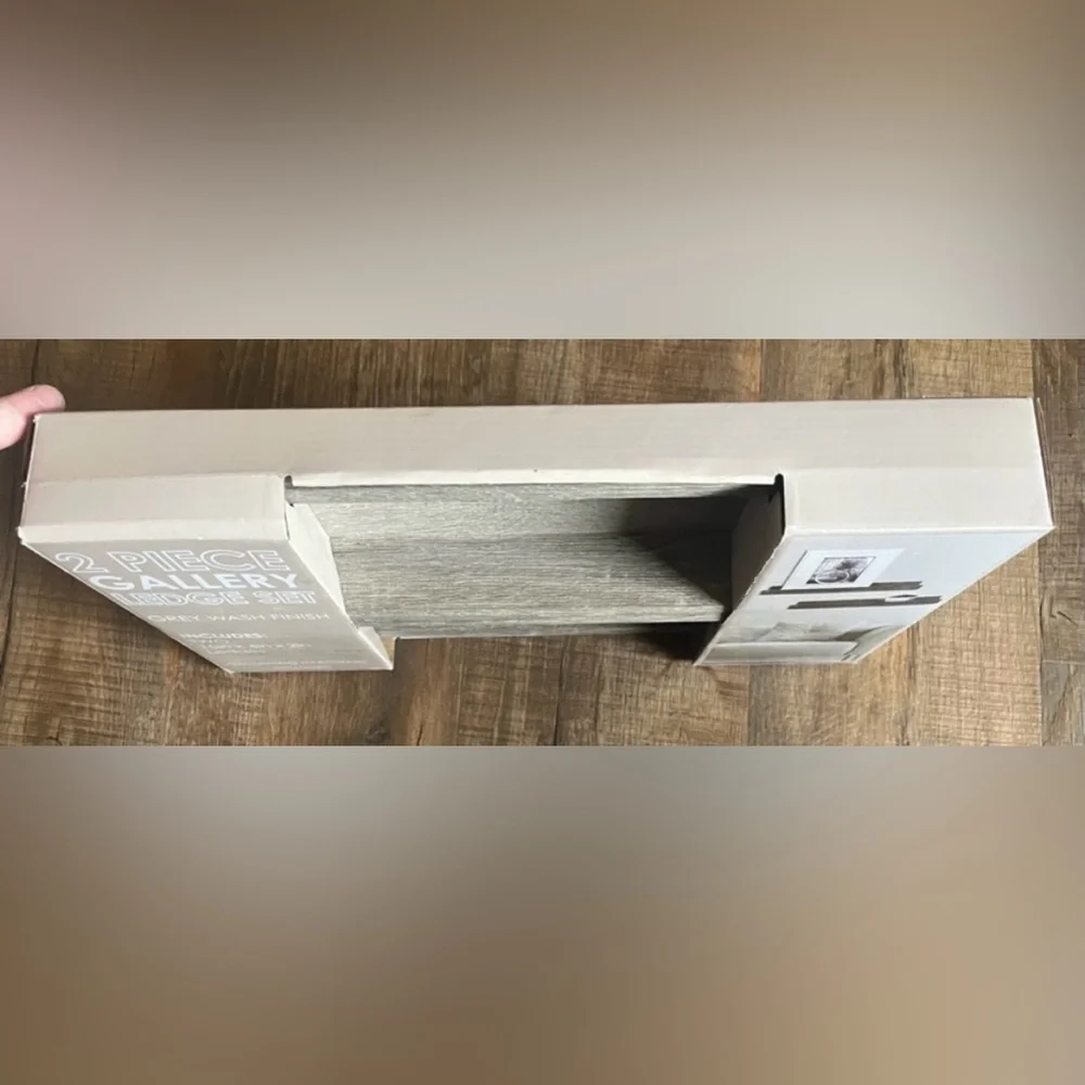 Rustic Gray Wall Shelf Set-2 Piece. New in box. 15in x 4in x2in